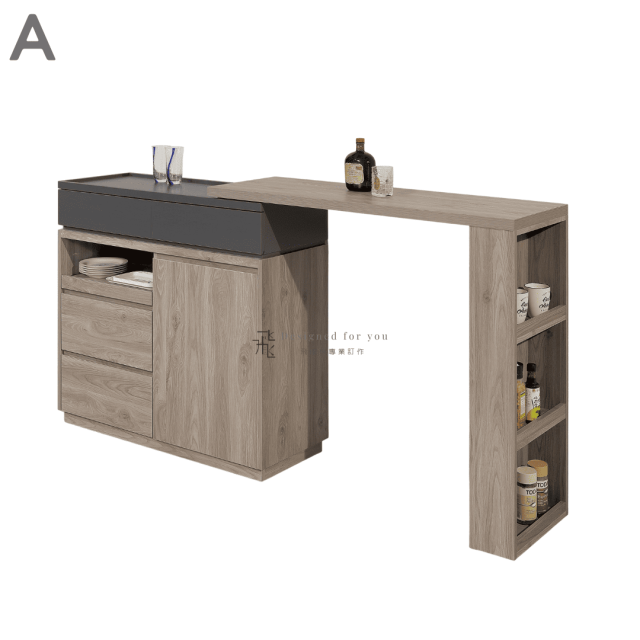 A420 4尺伸縮餐櫃桌組