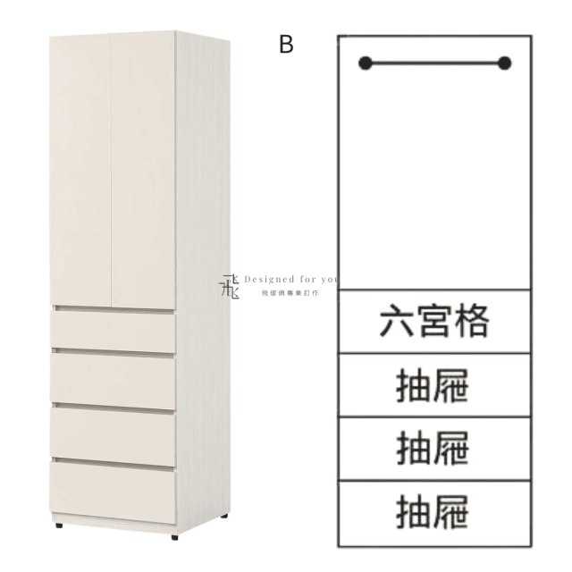 B215-5 燕麥組合式開門衣櫃