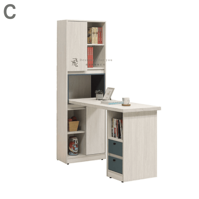 B724 白雲木雙色書桌櫃