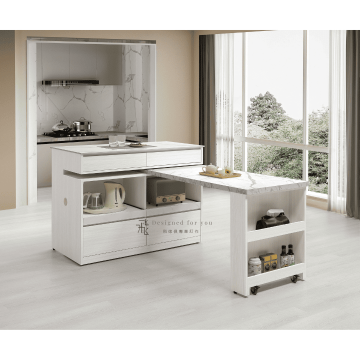 B814-2 蘿拉4尺中島型多功能岩板餐桌櫃