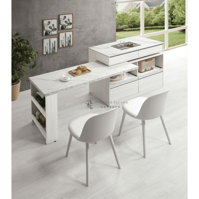 B814-2 蘿拉4尺中島型多功能岩板餐桌櫃