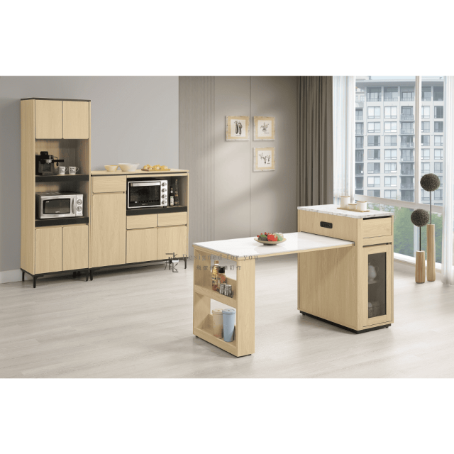 B839-8 優悅4.2尺伸縮中島岩板餐桌櫃