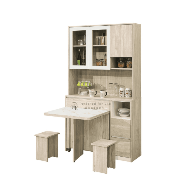 B851-2 艾琳4尺餐桌式木面餐櫃(上+下)