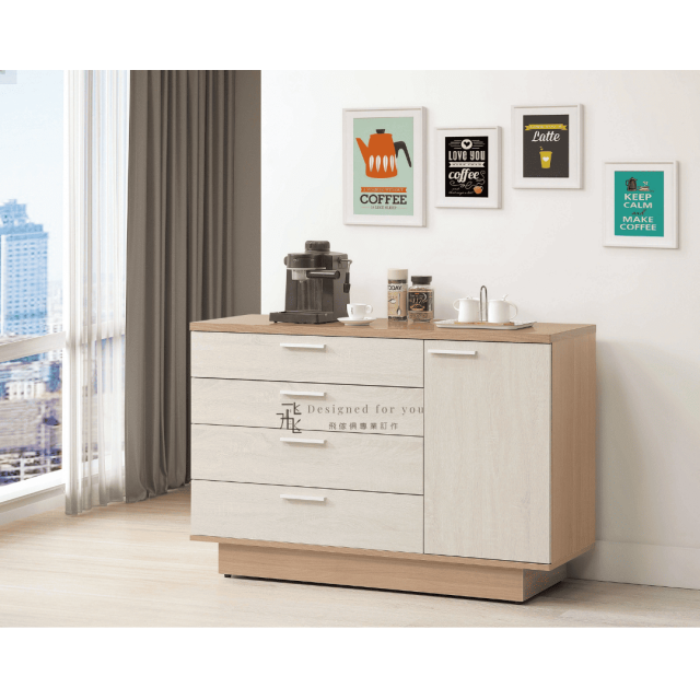 B859-4 喬圓4尺木面收納櫃