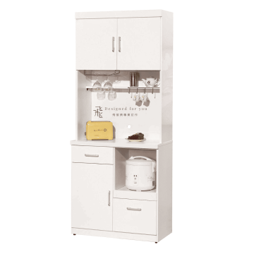 B867-4 祖迪白色2.7尺單門餐櫃(上+下)